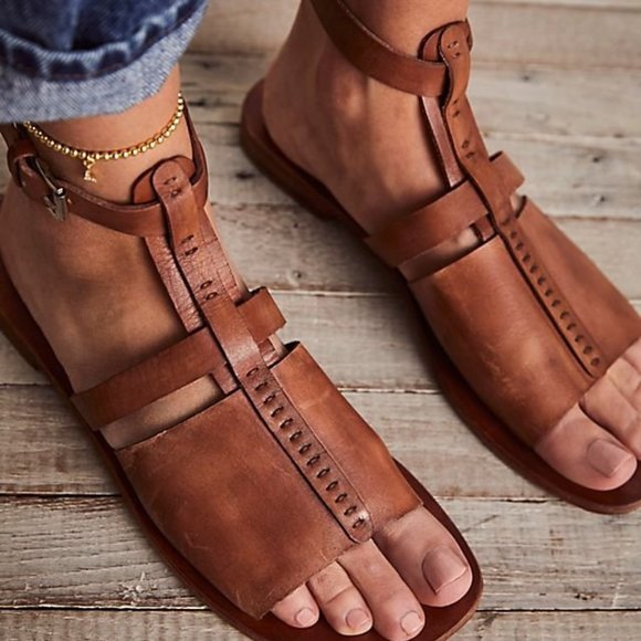 NEW IN BOX Free People's Long Weekend Leather Sandals Shoes Womens Boho Fashion - Picture 2 of 9